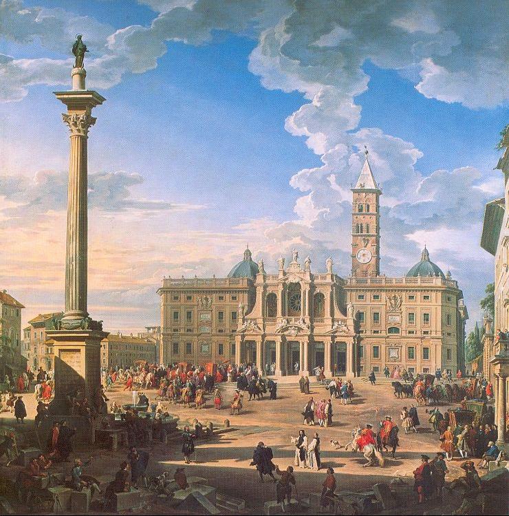 Panini, Giovanni Paolo The Plaza and Church of St. Maria Maggiore oil painting picture